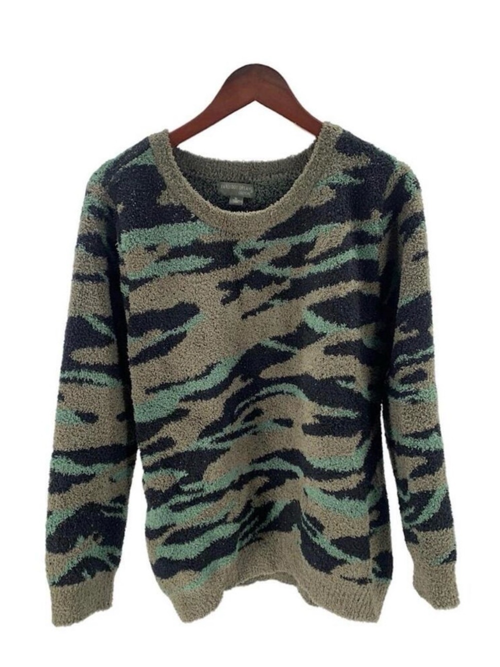 Barefoot Dreams Green Black Camo Plush Sweater